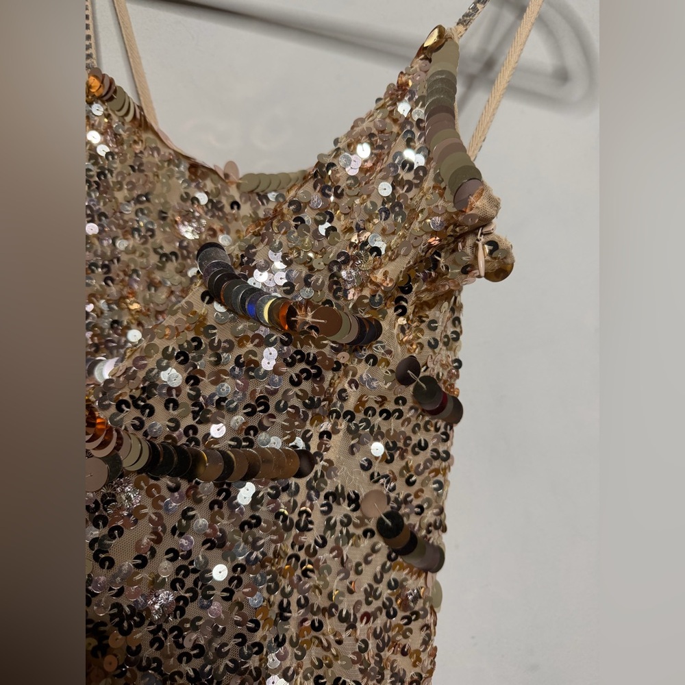 LoveShackFancy Liria Sequin Mini Dress in Honey Shimmer size 6 - Picture 5 of 12